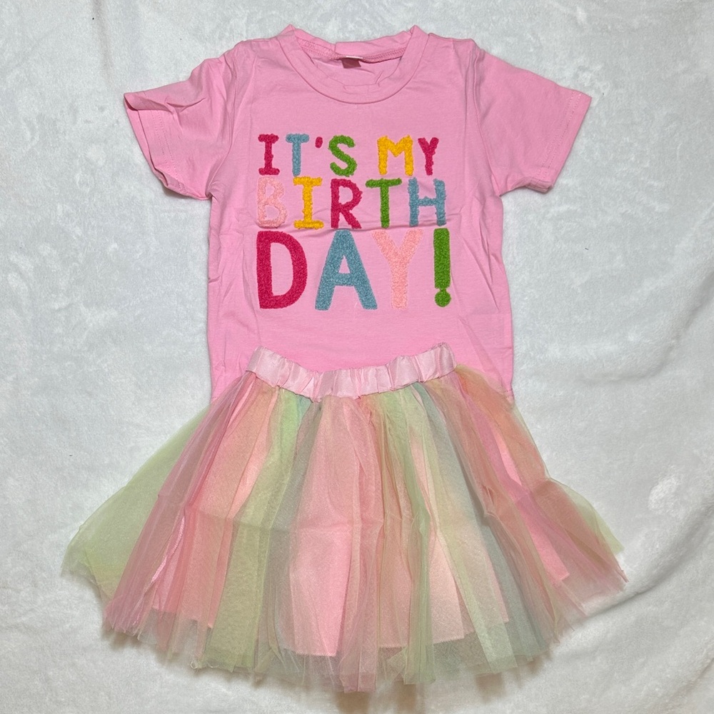 NEW Pink It’s My Birthday top and Tulle Skirt Birthday girl outfit 12/18mo